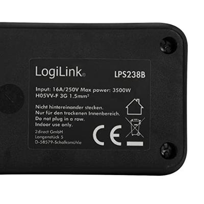 LogiLink LPS238B power uitbreiding 1,5 m 6 AC-uitgang(en) Binnen Zwart - thumbnail