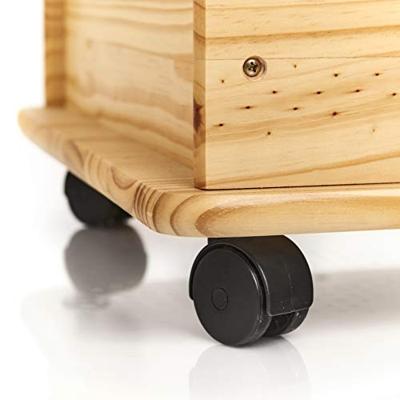 Grenen opbergkist op wielen met deksel