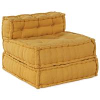 vidaXL Poef modulair 70x70x54 stof geel, bank, converteerbare bank, stoffen bank, modulaire bank, pallet kussen, vloer bank, bank, armloze bank - thumbnail