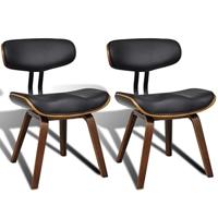 Eetkamerstoelen 2 st gebogen hout en kunstleer - thumbnail