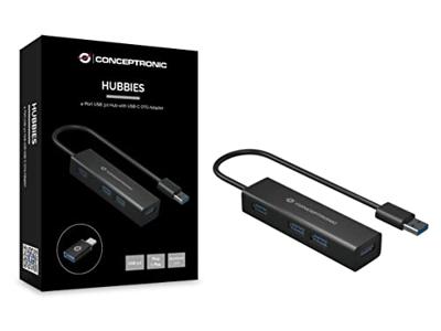 Conceptronic HUBBIES06B interface hub USB 3.2 Gen 1 (3.1 Gen 1) Type-A 5000 Mbit/s Zwart Conceptronic HUBBIES06B interface hub USB 3.2 Gen 1 (3.1 Gen 1) Type-A 5000 Mbit/s Zwart