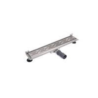 Douchegoot met standaard rooster en flens voor wandmontage 7 x 60 RVS geborsteld - thumbnail