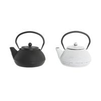 Theepot DKD Home Decor Zwart Roestvrij staal Wit (2 Stuks) - thumbnail