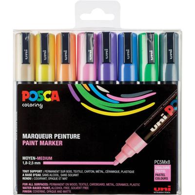 Paintmarker Uni POSCA PC5M medium pastel assorti set à 8 stuks Paintmarker Uni POSCA PC5M medium pastel assorti set à 8 stuks