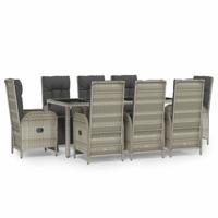 9-delige Tuinset met kussens poly rattan grijs - thumbnail