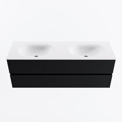 MONDIAZ VICA 140cm badmeubel onderkast Urban 2 lades. Wastafel MOON dubbel 2 kraangaten, kleur Talc.