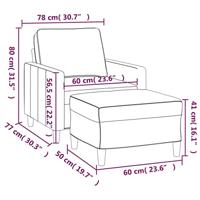 Fauteuil met voetenbank 60 cm fluweel wijnrood - thumbnail