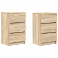 Nachtkastjes met 3 lades 2 st 39x35x65 cm Sonoma eikenkleurig - thumbnail