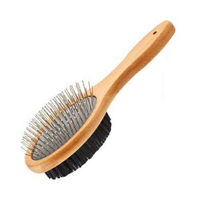 Nobleza Combiborstel voor hond en kat - Hout - Maat S