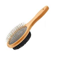Nobleza Combiborstel voor hond en kat - Hout - Maat S - thumbnail