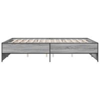 Bedframe bewerkt hout metaal grijs sonoma eiken 160x200 cm - thumbnail