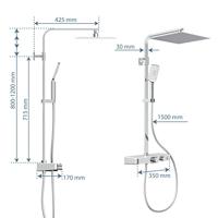 Regendouche Opbouwset Thermostatisch Schutte Ocean 3 Functies Glazen Planchet Chroom Wit Schütte - thumbnail