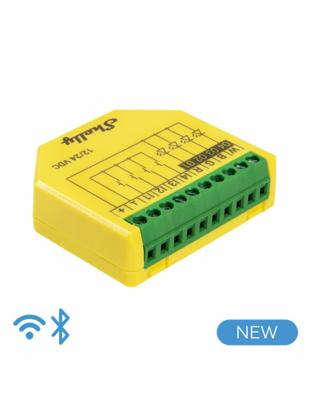 Shelly Plus RGBW PM, RGBW-controllermodule voor W-Fi LED-strips, LED-strips, RGB, RGBW - 12-24 VDC, Stroomverbruikmeter, Wi-Fi-repeater, Geen hub nodig, iOS, Android app