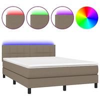 Boxspring met matras en LED stof taupe 140x190 cm - thumbnail