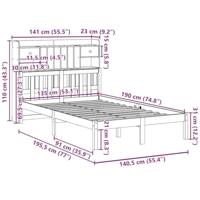Bed met boekenkast zonder matras massief grenenhout 135x190 cm - thumbnail