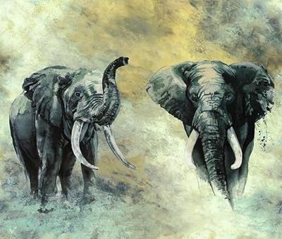 Marburg Travertino Behang met houten latjes - 33395