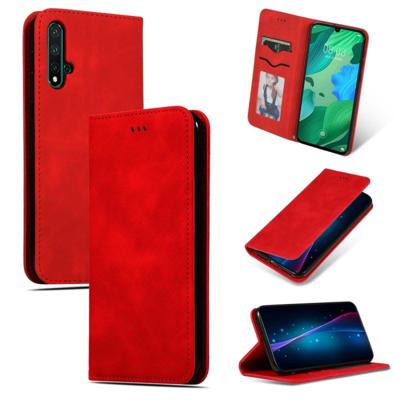 Retro huid voelen Business magnetische horizontale Flip lederen case voor Huawei Nova 5/Nova 5 Pro (rood)