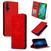Retro huid voelen Business magnetische horizontale Flip lederen case voor Huawei Nova 5/Nova 5 Pro (rood) - thumbnail