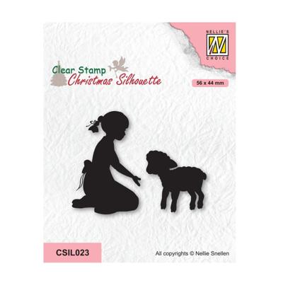 Nellie's Choice • christmas silhouettes clear stempel girl with lamb