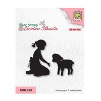Nellie's Choice • christmas silhouettes clear stempel girl with lamb - thumbnail