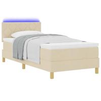 Boxspring Bed met Matras & LED Crème 90x200 cm Stof - thumbnail