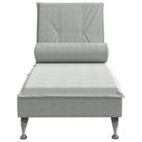 Massage chaise longue met bolster fluweel lichtgrijs - thumbnail