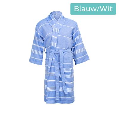 The One Towelling Hamam Badjas Blue/White-XXL/XXXL
