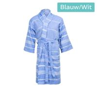 The One Towelling Hamam Badjas Blue/White-XXL/XXXL - thumbnail