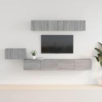 5-delige Tv-meubelset bewerkt hout grijs sonoma eikenkleurig - thumbnail
