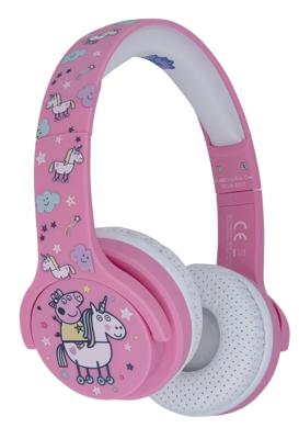 OTL Technologies Junior Bluetooth kinderkoptelefoon Peppa Pig Unicorn (gevoerde beugel, volumeregeling tot 85 dB, kleurrijk Peppa Pig Design, voor jongens en meisjes), roze/wit