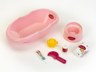 Klein babybad met accessoires Princess Coralie roze 43 x 23 x 10 cm Klein babybad met accessoires Princess Coralie roze 43 x 23 x 10 cm