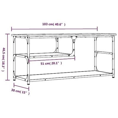 Tv-meubel 103x38x46,5 cm bewerkt hout staal gerookt eikenkleur