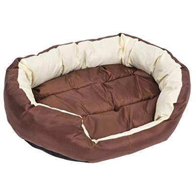VidaXL Hondenkussen omkeerbaar en wasbaar 85x70x20 cm bruin en crème
