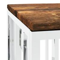 Salontafel roestvrij staal en massief hergebruikt hout - thumbnail