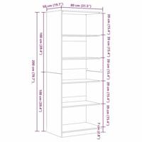 Kledingkast met plank Zwart eiken 80 x 50 x 200 cm Bewerkt hout - thumbnail