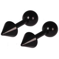 Edelstaal dames oorbellen Spike Ball Zwart - thumbnail