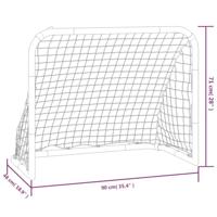 VidaXL Voetbaldoel met net 90x48x71 cm staal rood en zwart - thumbnail