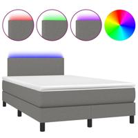 Boxspring met matras en LED stof donkergrijs 120x200 cm - thumbnail