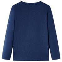 Kindershirt met lange mouwen berenprint 128 gemleerd marineblauw - thumbnail