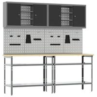 Werkbankset met plank 8 pcs Grijs 200 x 55 x 200 cm Staal - thumbnail
