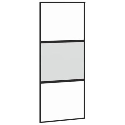VidaXL Schuifdeur 90x205 cm gehard glas en aluminium zwart - thumbnail