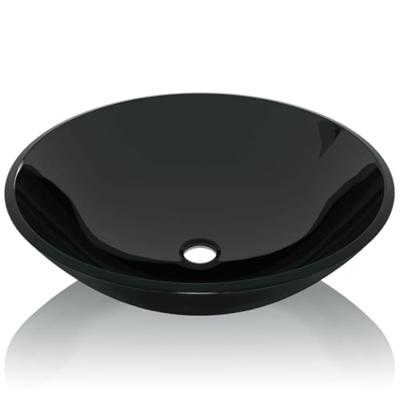 VidaXL Wasbak gehard glas 42 cm zwart