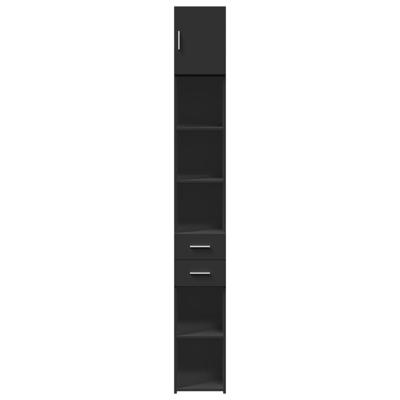 Opbergkast smal 30x42,5x225 cm bewerkt hout zwart - thumbnail