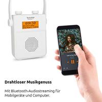 TechniSat DIGITRADIO 30 - waterdichte DAB+ douche radio (FM, DAB digitale radio, geïntegreerde oplaadbare batterij, Bluetooth, waterdicht IPX5, wekker, favoriet geheugen, hoofdtelefoonaansluiting) wit - thumbnail
