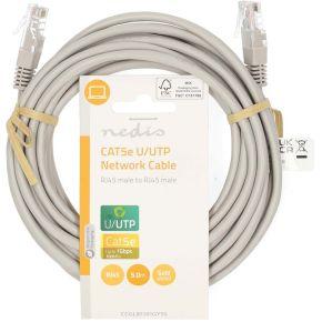 Nedis CCGL85101GY50 Cat5e-kabel U/utp Rj45 Male Rj45 Male 5.00 M Rond Pvc Grijs Label
