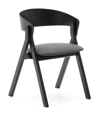 Kave Home Godia eetkamerstoel chenille Grijs/zwart