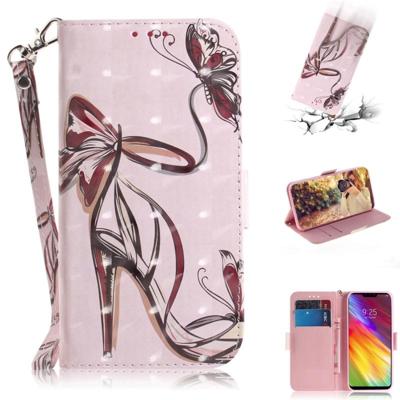 3D gekleurde tekening Butterfly hoge hakken schoenen patroon horizontale Flip lederen case voor LG Q Stylo 5 met houder & kaartsleuven & portemonnee 3D gekleurde tekening Butterfly hoge hakken schoenen patroon horizontale Flip lederen case voor LG Q Stylo 5 met houder & kaartsleuven & portemonnee