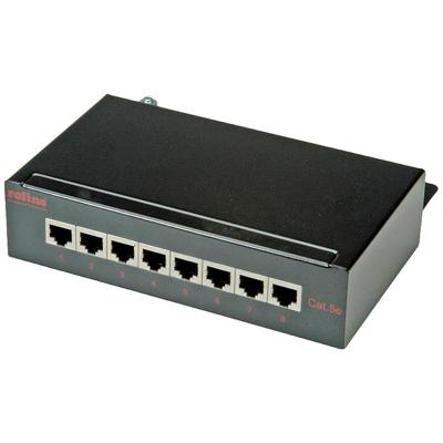 ROLINE Patchpaneel, 8 Poorts, Cat.5e (Class D), afgeschermd, zwart ROLINE Patchpaneel, 8 Poorts, Cat.5e (Class D), afgeschermd, zwart