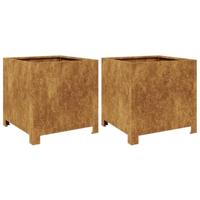 VidaXL Plantenbakken 2 st 40x40x40 cm weervast staal - thumbnail