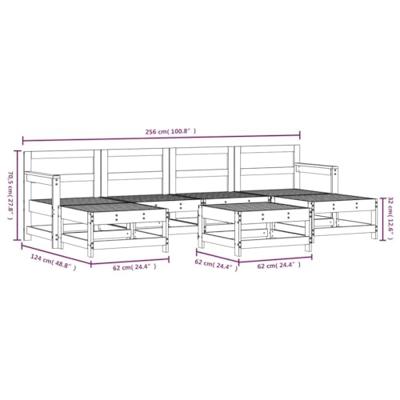 7-delige Loungeset massief grenenhout wit